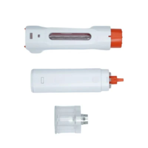 Structural components of a disposable auto-injector including outer shell, internal mechanism, and transparent needle shield